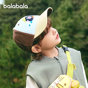 巴拉巴拉儿童帽子男童卡通鸭舌帽女童撞色棒球帽春季小童遮阳帽潮