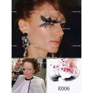 蝴蝶羽毛欧美水貂毛70mm加长夸张假睫毛纤长自然高端浓密舞台妆