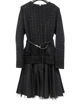 雨墨圣迪奥立秋2024新粗花呢轻奢时尚优雅小香风连衣裙S233Z1450