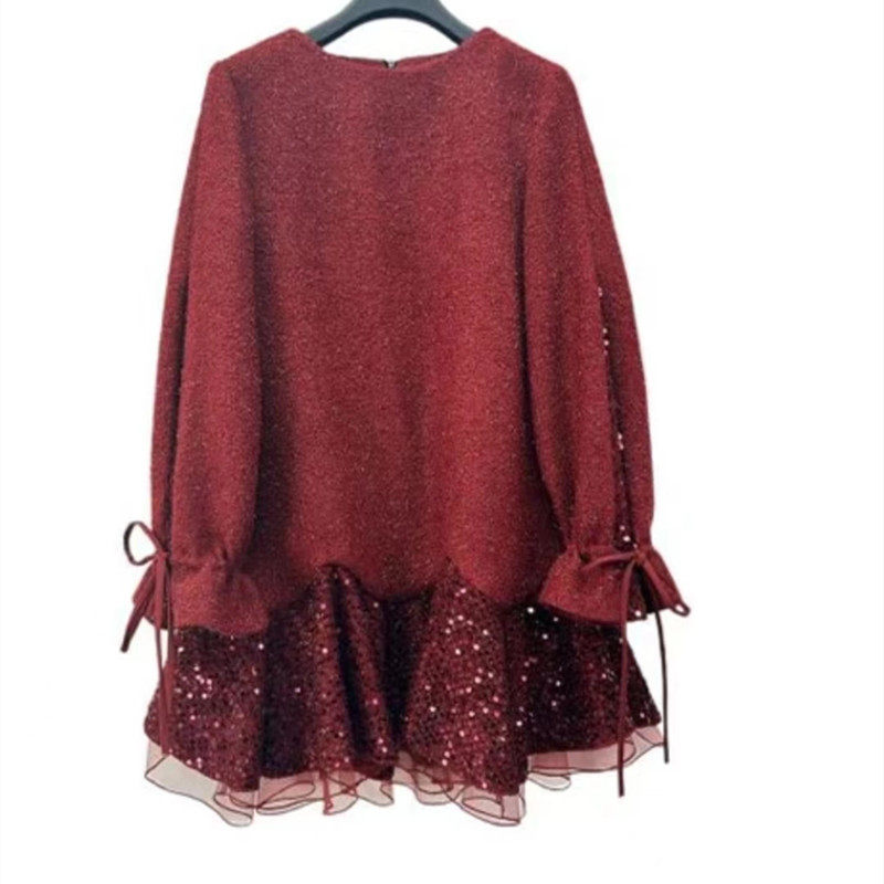 雨墨圣迪奥立冬2023新款轻奢气质网纱拼接百搭女针织上衣S234Z226