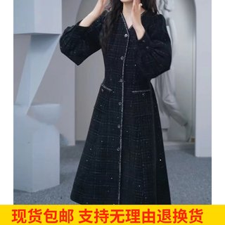 雨墨圣迪奥立秋冬新款女气质格纹中长款小香风时尚风衣S233Z1820