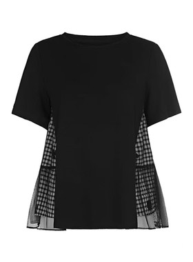 雨墨圣迪奥立夏拼接气质通勤百搭遮肚子黑色显瘦t恤上衣S252Z0113