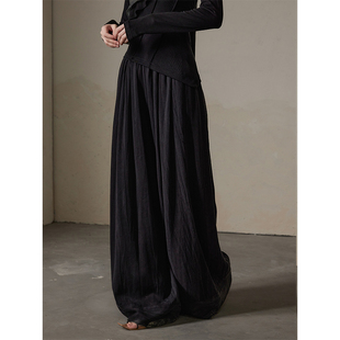 ONMOON 2024新款 宽松慵懒垂坠感裙裤 女 秋冬黑色休闲阔腿裤