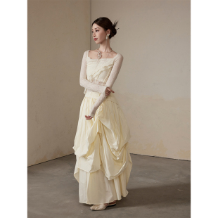 米白甜美蓬蓬裙套装 ONMOON 2024新款 打底针织衫 秋冬方领羊毛长袖