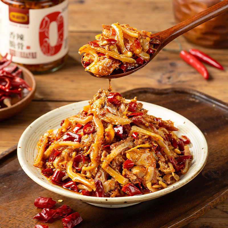 香辣脆骨辣椒酱湖南特产下酒菜即食小吃熟食猪肉类零食瓶装
