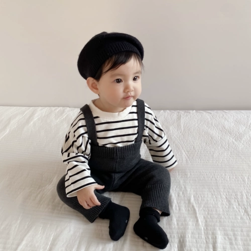 Трикотажный осенний комбинезон для раннего возраста, детские универсальные шерстяные штаны подходит для мужчин и женщин для девочек