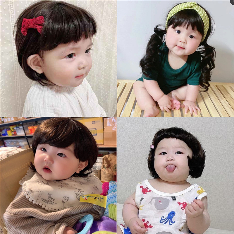 儿童假发男女宝宝短卷发公主搞怪发套婴儿假发帽摄影百天造型发饰