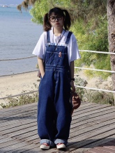 期望Studio春夏季日系复古牛仔裤背带裤男女休闲小个子工装连体裤