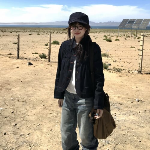 美式复古做旧牛仔外套女