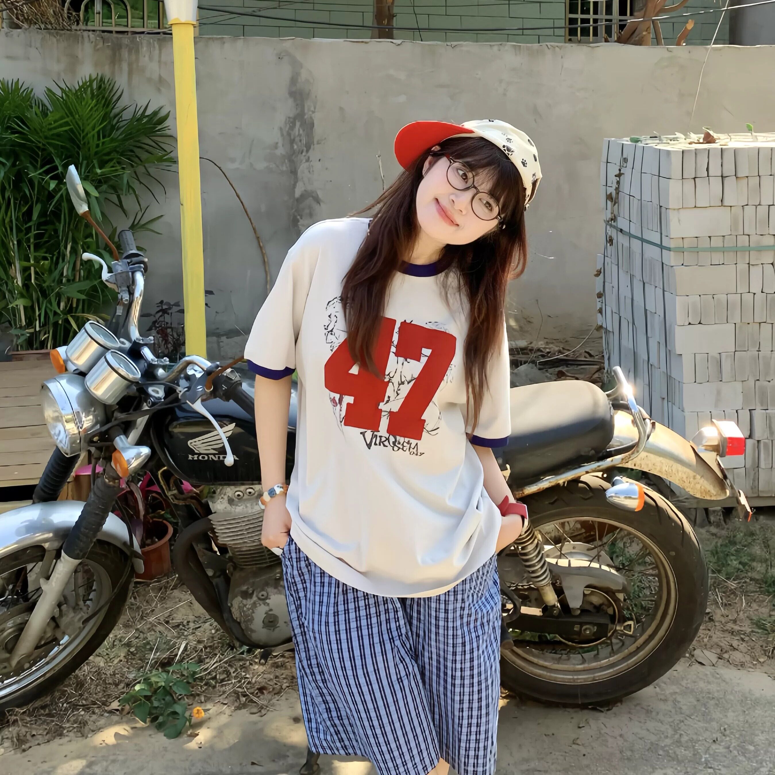 期望Studio美式复古数字拼色运动街头风球衣T恤男女宽松休闲短袖