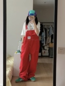 期望Studio彩色背带裤 直筒裤 女夏季 设计感小众多巴胺穿搭情侣工装