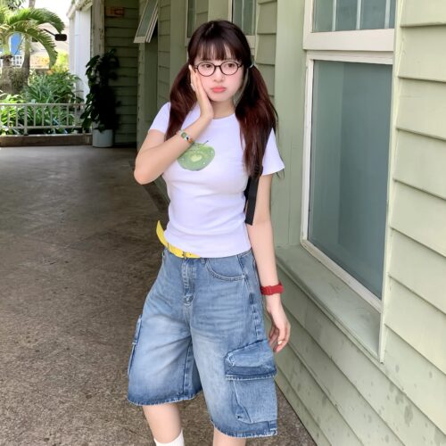 美式青苹果印花短袖T恤