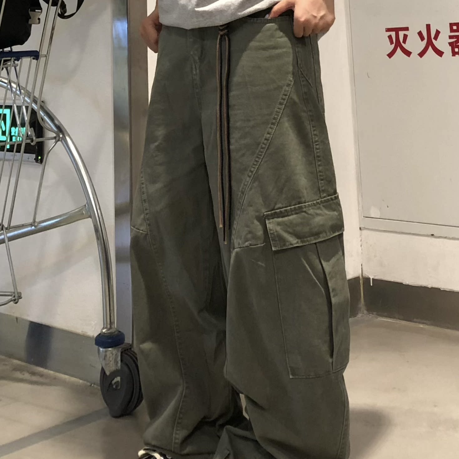 期望Studio美式解构做旧阔腿倒装弯刀牛仔裤男女宽松休闲工装裤子,男装,休闲裤,淘宝优惠券,粉丝福利购,淘宝优惠卷