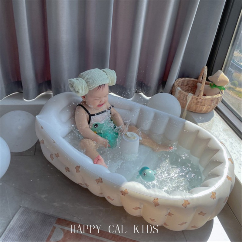 韩国ins婴儿洗澡盆宝宝多功能浴盆便携式可折叠充气洗澡拍摄道具