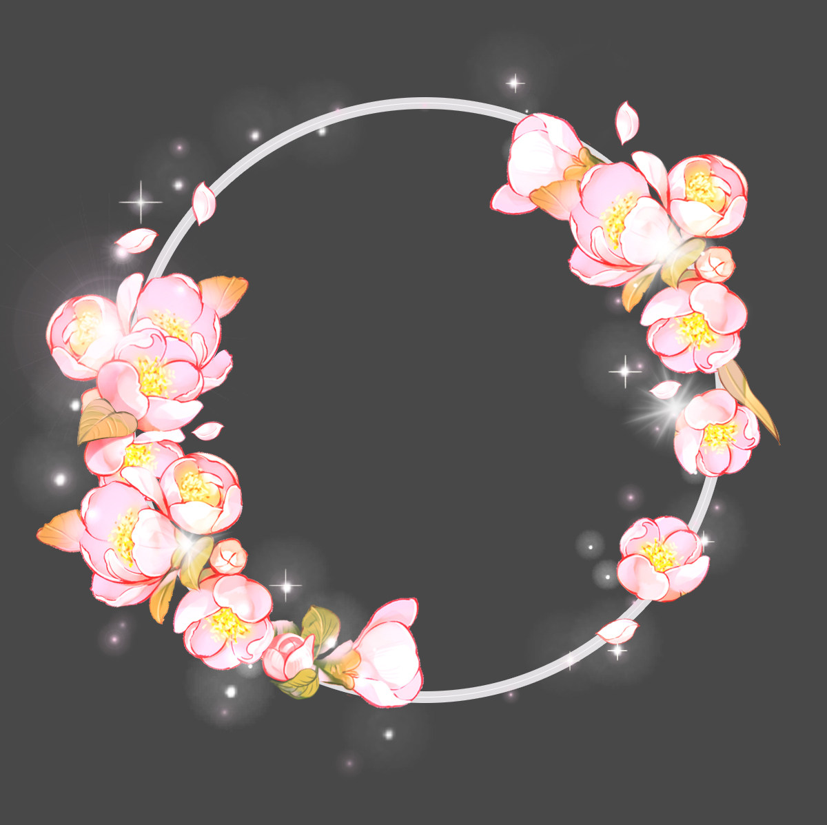 明城世雪-橙光闪艺文字游戏png头像框花卉素材