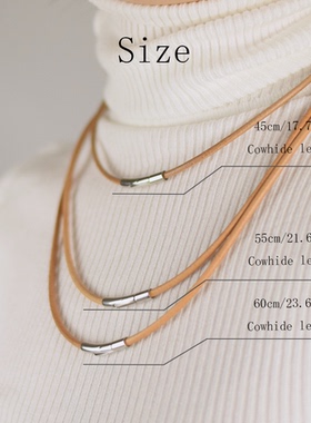 diy外贸牛皮绳吊坠项链绳手工复古原色牛皮脖子简约高桥真皮男女