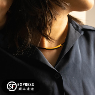 穿搭文艺项圈牛皮锁骨链复古朋克原创简约高桥真皮男女日韩百搭