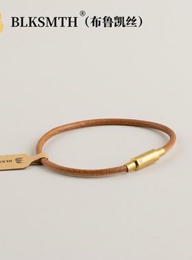 diy高档镀金竹节扣牛皮手镯真皮正品手链手镯手绳简约时尚小众