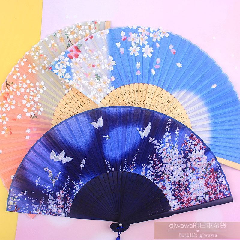 日本折叠印花扇子日式樱花折叠扇