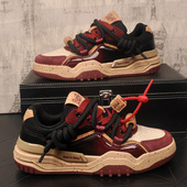 2025新款 子 内增高运动休闲厚底增高面包潮鞋 板鞋 男春秋酒红色美式
