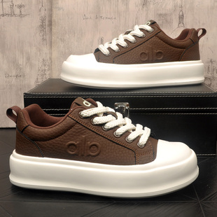棕色复古男士休闲透气板鞋欧洲站潮流百搭轻奢运动百搭户外潮鞋子