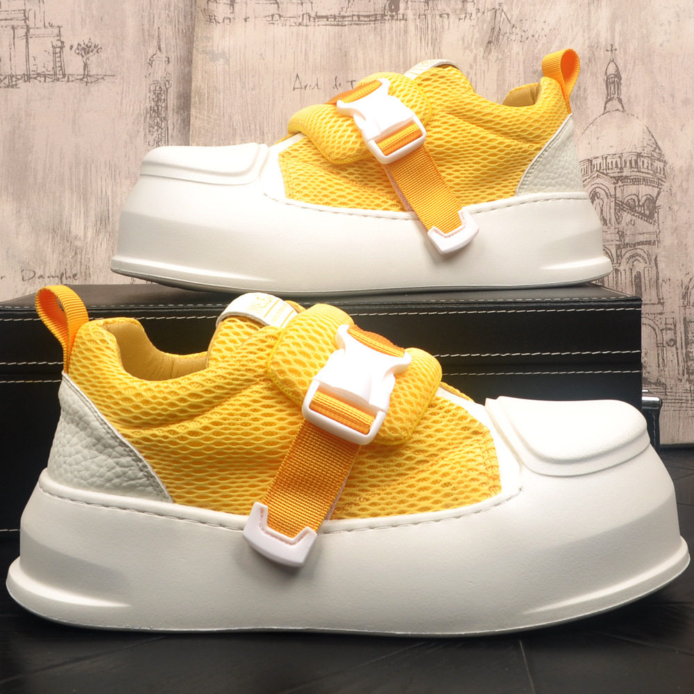 男鞋2026夏季厚底潮鞋网面轻便百搭透气潮流舒适感搭扣休闲鞋板鞋