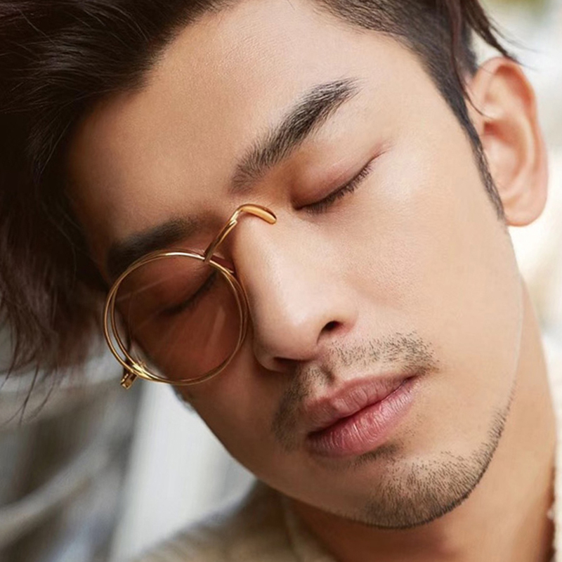 王牌对王牌华晨宇同款单片眼镜嘻哈复古单只半个墨镜男潮网红单边