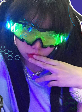 未来科技感眼镜科幻网红发光墨镜蹦迪jk拍照男潮ins赛博led护目镜