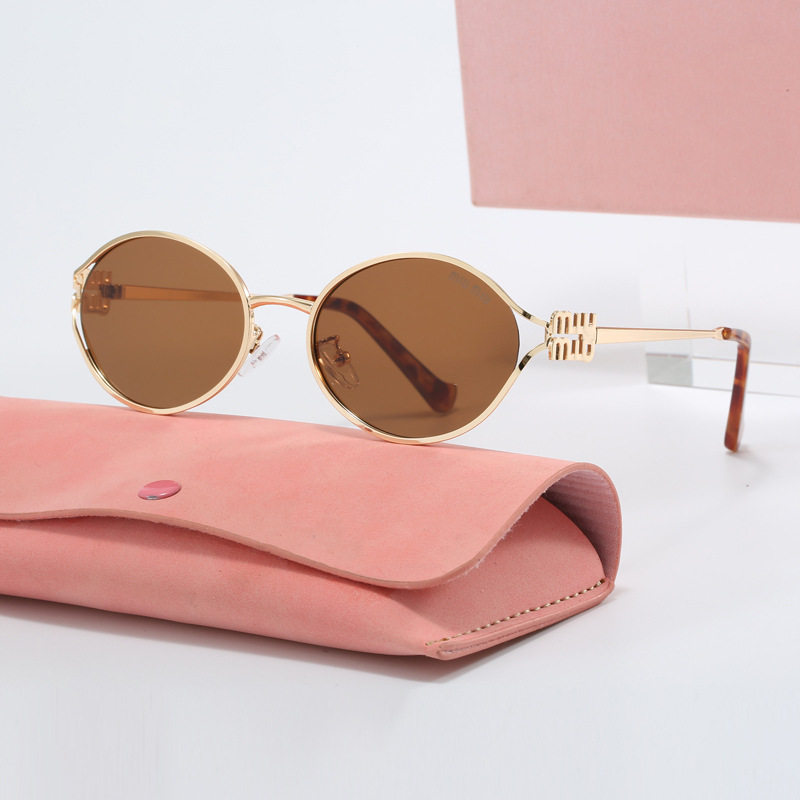thumbnail for The same cat-eye oval metal sunglasses women's wisp hollow new versatile anti-ultraviolet sunglasses can be equipped with myopia
