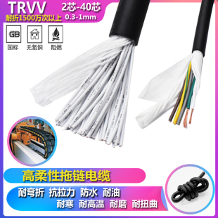 20芯0.3 0.5平方耐折耐油12芯编码 TRVV高柔性拖链电缆10 器线