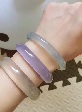 玛瑙冰种雪花棉原石送礼玉髓手镯