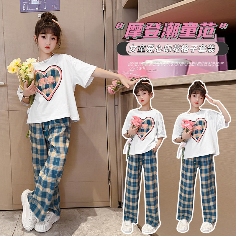 女童夏装套装2026新款儿童时髦洋气夏款运动服大童夏季短袖两件套