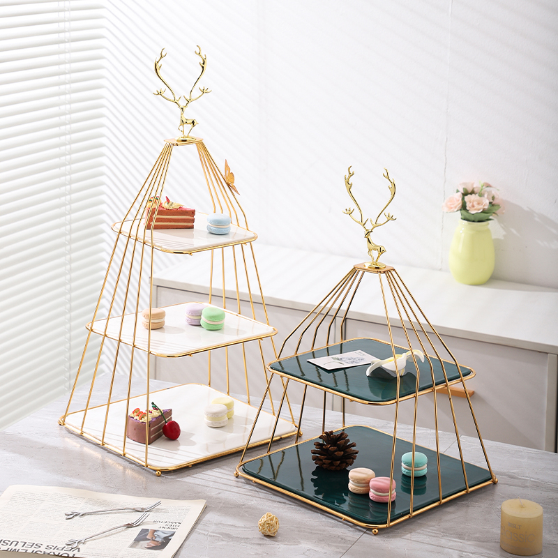 陶瓷欧式甜品台展示盘水果盘多层