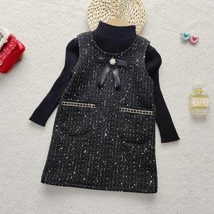 女童秋冬小香风连衣裙背心裙2024新款 潮童气质公主裙洋气裙子童装