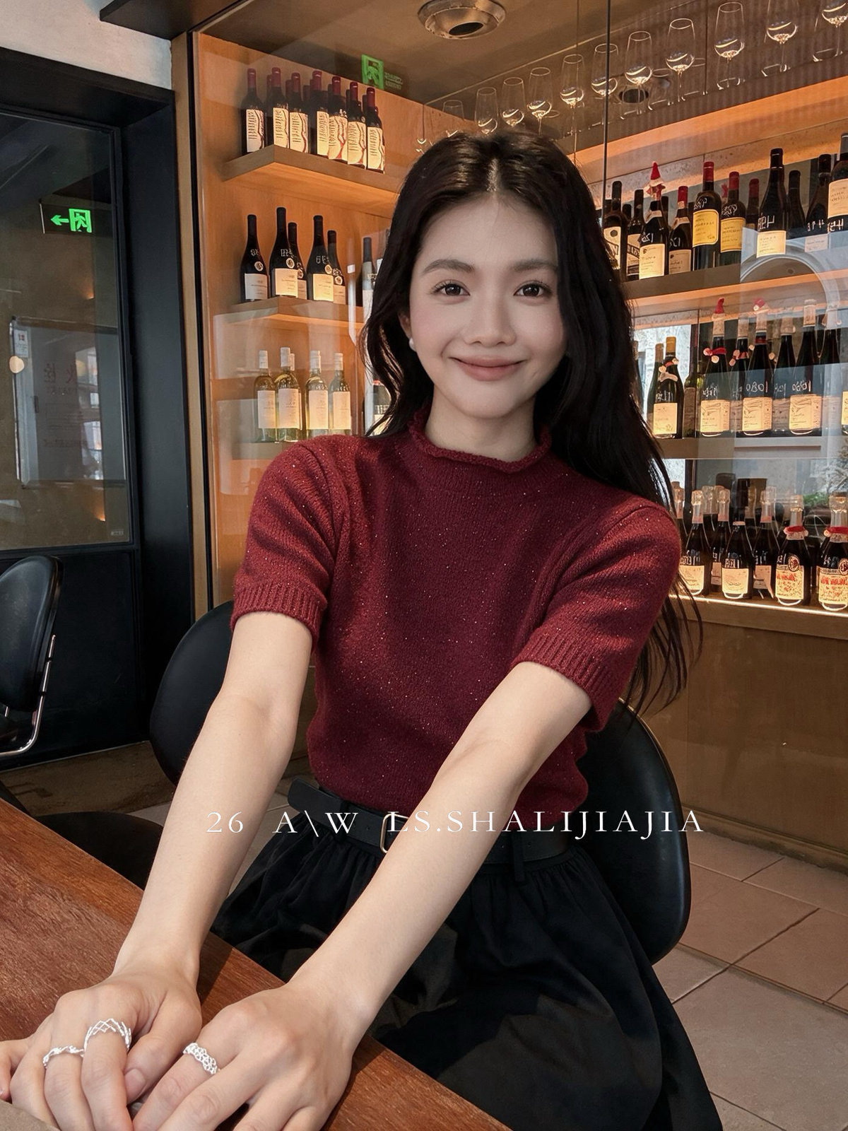 LS复古半高领短袖针织衫女秋季2026新款修身显瘦辣妹短款上衣毛衣