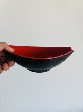 dxc7寸陶瓷船形深盘红色甜品寿司三文鱼牛排水果冷菜盘微瑕