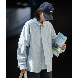 宽松衬衣 男女款 Epicsocotra23SS日系复古街头牛津纺条纹长袖 衬衫