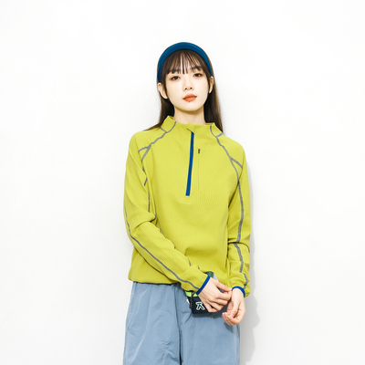 户外山系哈苏线机能半拉链长袖T