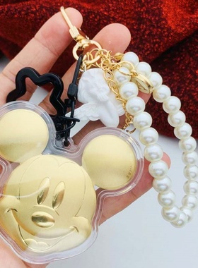 米奇金箔卡通儿童珍珠链钥匙扣随手礼物 小饰品包包挂件纪念品