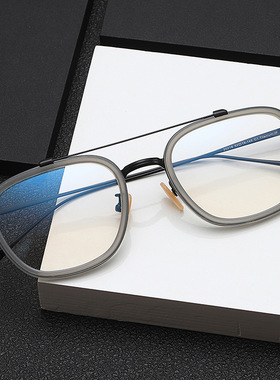 纯钛眼镜架男全框双梁钛架女可配高度近视板材平光眼镜框20218