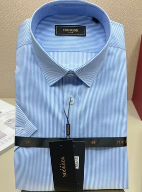 雅戈尔DP免烫夏季款质感有型短袖男士衬衣修身免烫衬衫100229IFY