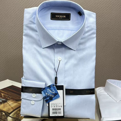 专柜1080 雅戈尔新品宾霸条纹商务休闲凉感免烫长袖衬衫114820HBY