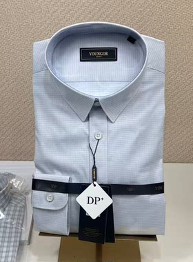 雅戈尔DP免烫格纹修身长袖衬衫