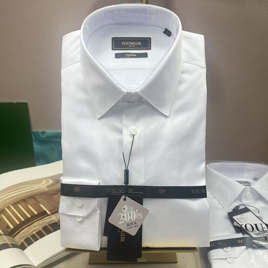 雅戈尔200支纱纯棉免烫长袖衬衫