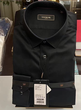雅戈尔DP免烫长袖衬衫黑色男士衬衣商务休闲春秋GLDP10171AFA