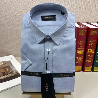 雅戈尔夏季全棉免烫男士短袖衬衫