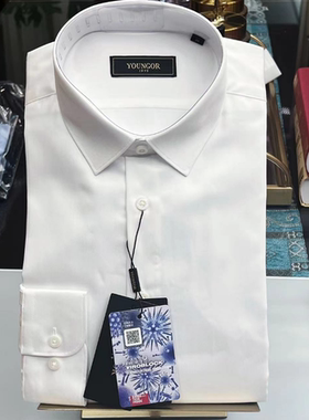 专柜780 雅戈尔商务休闲新款白色男士全棉免烫长袖衬衫 124927BFY