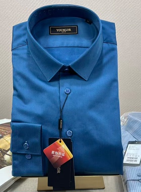 专柜880雅戈尔灰蓝秋季新款衬衫男长袖商务休闲修身LPM119768HFY