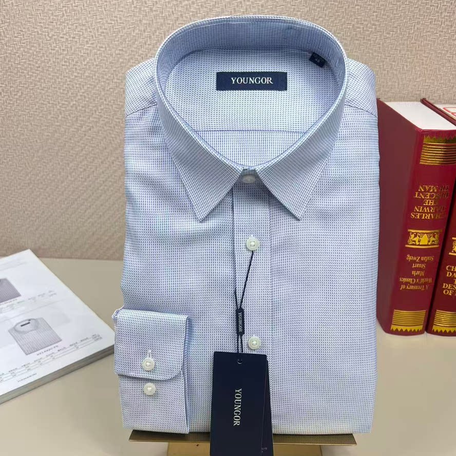 雅戈尔男士长袖衬衫商务全棉免烫方领正装衬衣春季修身正品SK159