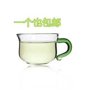 玻璃茶杯功夫茶杯玻璃茶具品茗杯带把花茶杯咖啡杯小茶杯茶碗加厚
